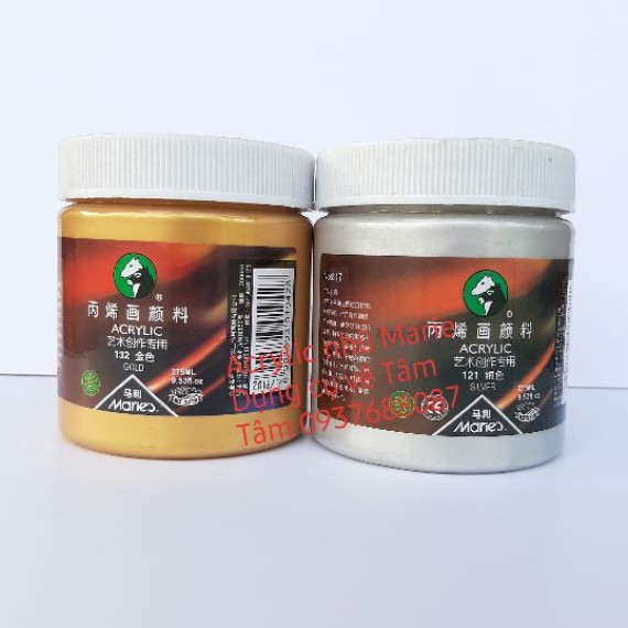 [ TÂM TÂM ]-Màu Acrylic nhũ đồng và Aceylic nhũ bạc Maries, Acrylic Maries-
