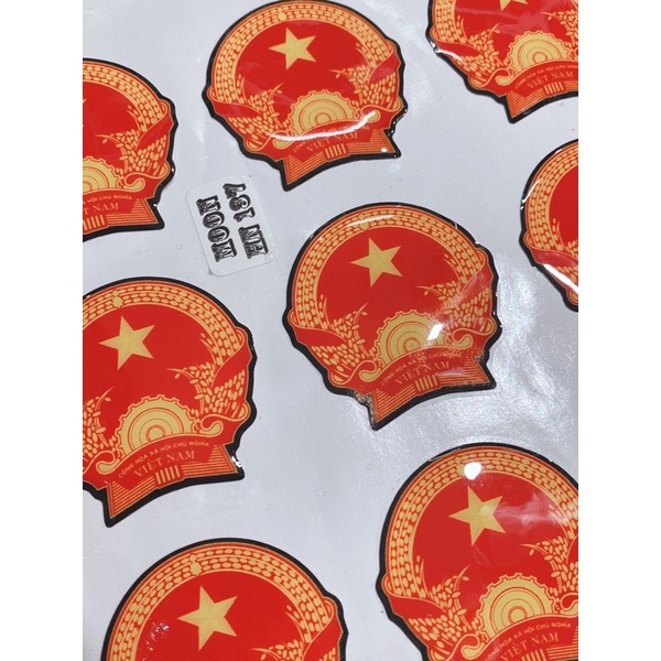 Decal tem nổi dán xe hình logo Đảng nhà nước, ngôi sao vàng, tem cao cấp dán mũ bảo hiểm chống thấm nước, chống bay màu