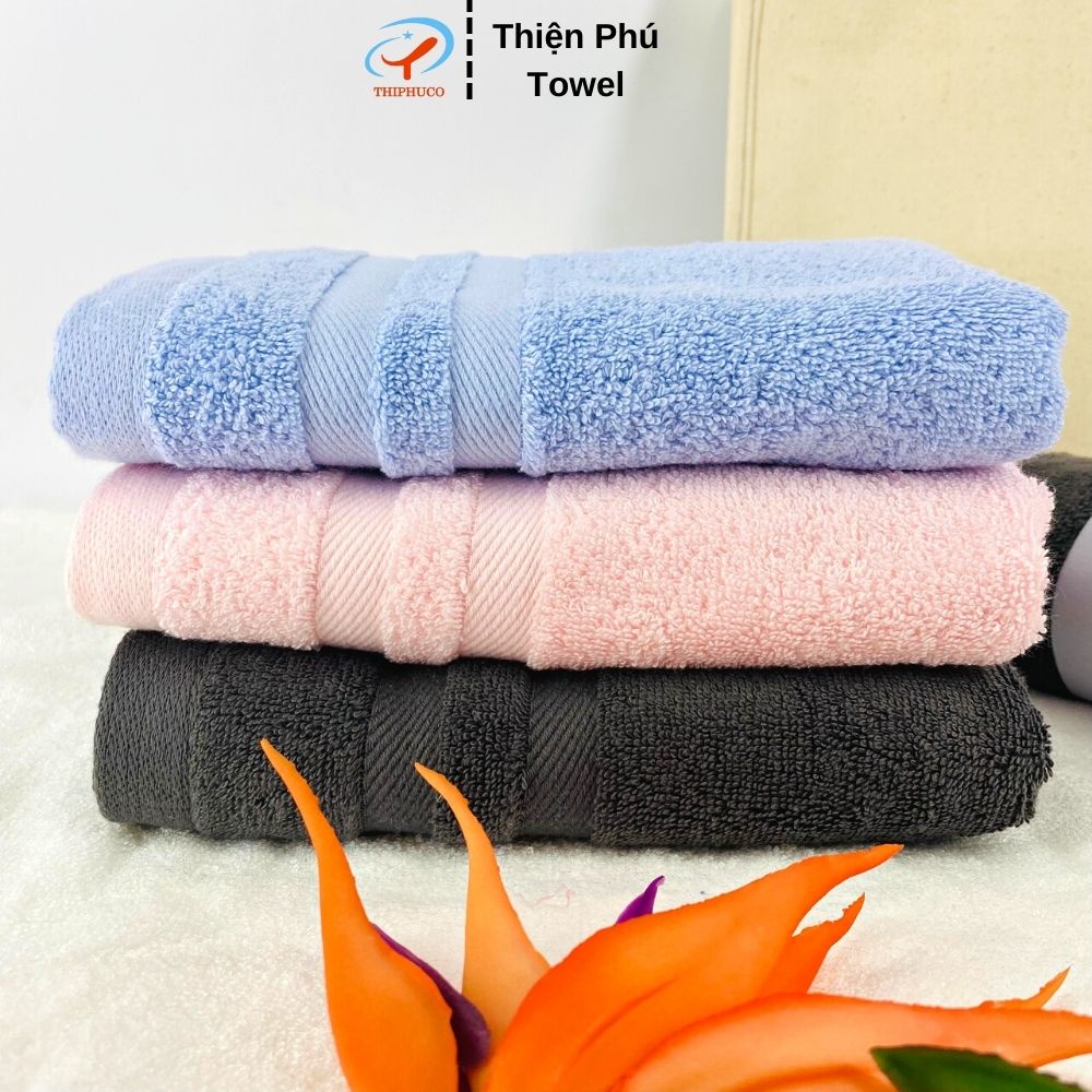 Khăn Mặt Cotton Cao Cấp Border Sọc Chéo Thiện Phú 40*80*170g, Khăn Lau Mặt M371 Chất Bông Sợi Tự Nhiên Thấm Nước Tốt