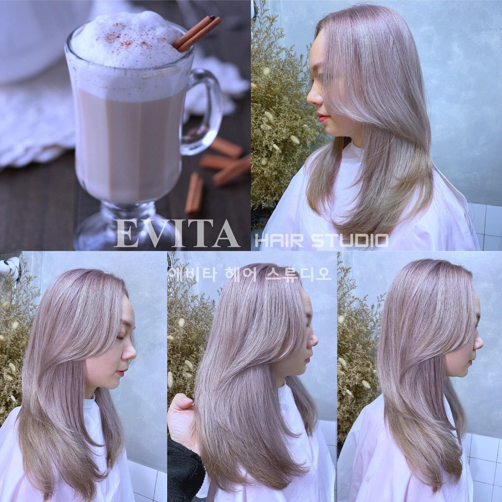 Thuốc nhuộm tóc màu Nâu Trà Sữa siêu hot + tặng kèm oxy và gang tay