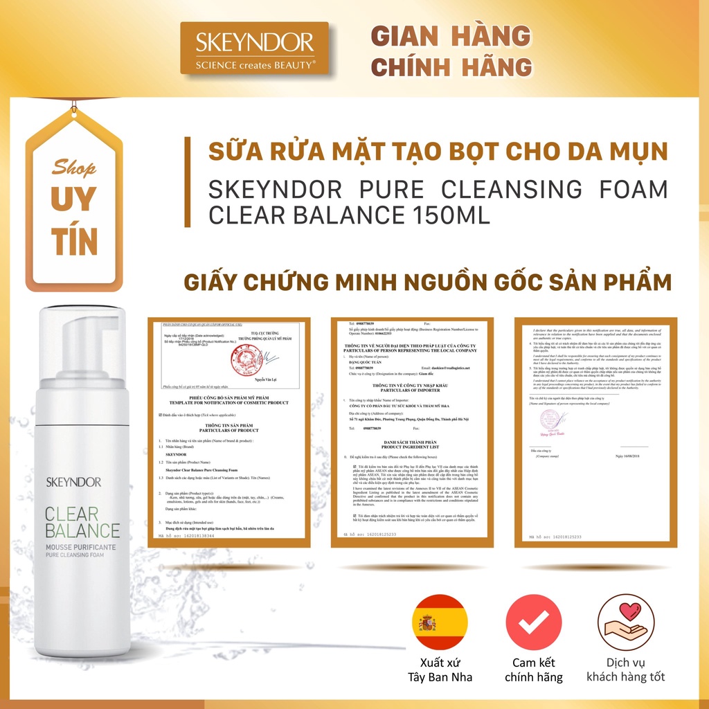 Sữa rửa mặt tạo bọt cho da mụn SKEYNDOR Pure Cleansing Foam Clear Balance 150ml | BigBuy360 - bigbuy360.vn