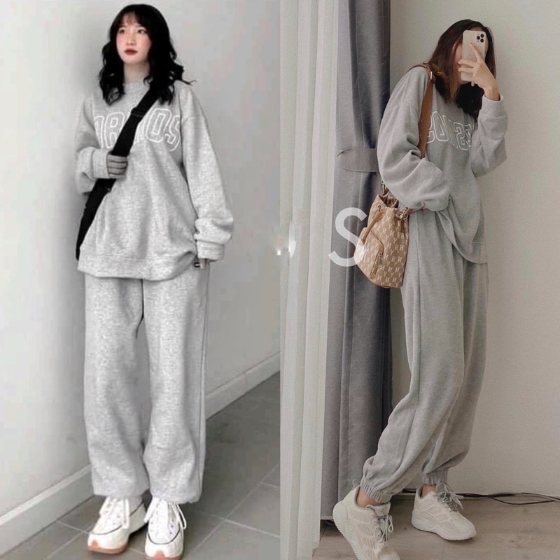 [Ảnh thật/Video]Set bộ nỉ COSMOS gồm áo và quần dài phong cách Hàn Quốc | BigBuy360 - bigbuy360.vn