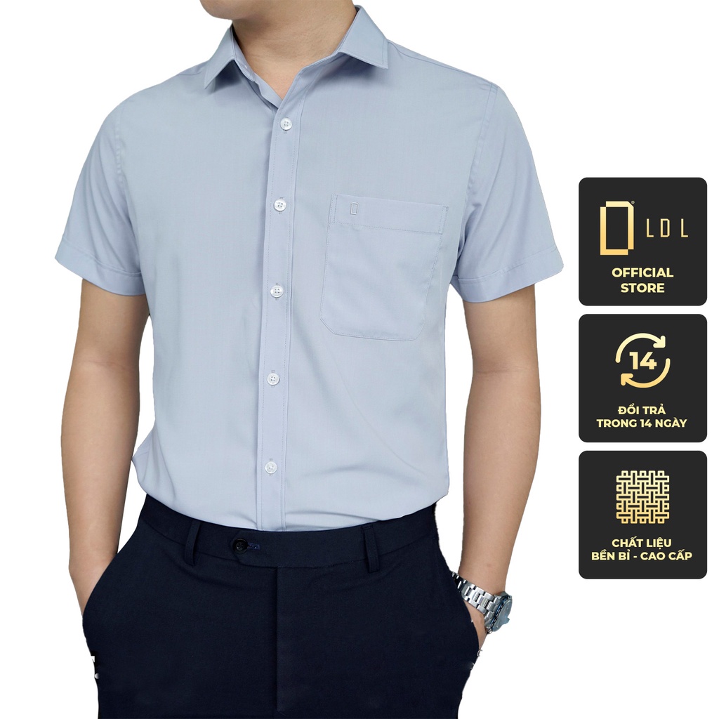 Áo Sơ Mi Nam Cộc Tay Trơn -Công Sở Kiểu Hàn Quốc Chất Liệu Bamboo Sợi Tre, Thâm Hút Mồ Hôi , Hạn Chế Nhăn Nhàu LDL