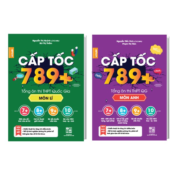 Sách Combo 2 cuốn Cấp tốc 789+ môn Lí, Anh Tổng ôn thi THPT Quốc Gia