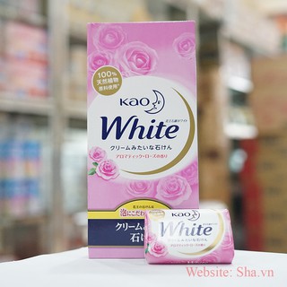 Bánh xà bông tắm Kao white 85g hương hoa hồng