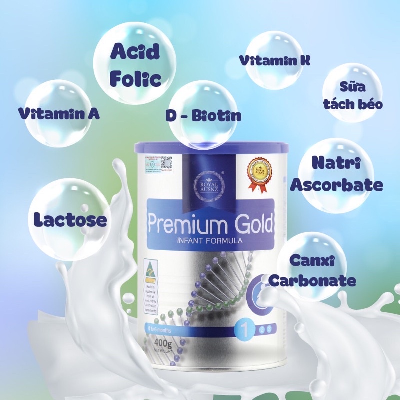 Sữa Bột Hoàng Gia Úc Premium Gold Số 1 Bổ Sung Vitamin, Khoáng Chất Cho Trẻ ROYAL AUSNZ