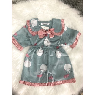 Bộ pijama lụa cộc tay cho bé gái