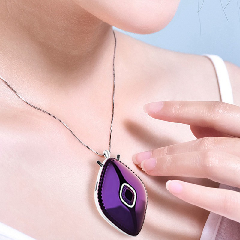 2 Pcs Hanging Neck Air Purifier Personal Wearable Mini Portable Negative Ion Air Purifier, Black & Purple