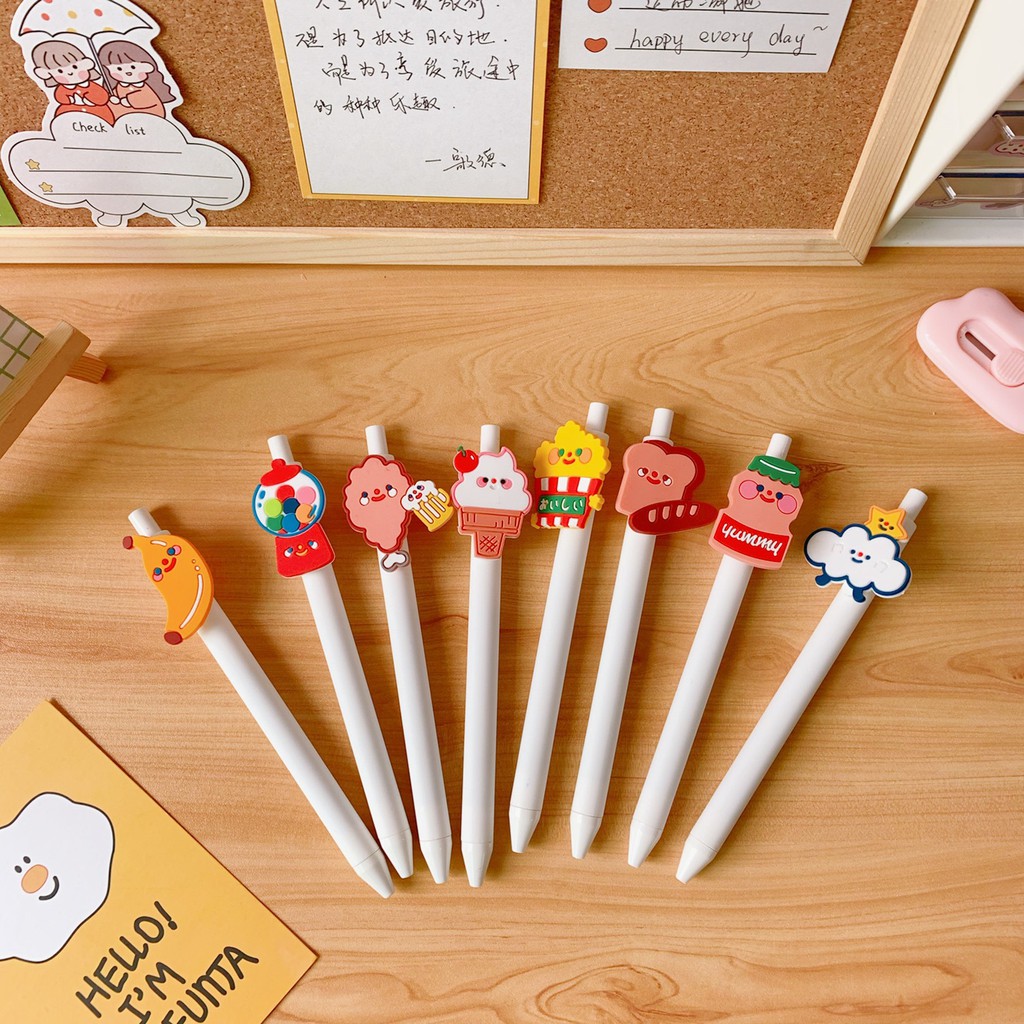 &lt;Ảnh Thật Shop Chụp&gt; Bút Bi Mực Nước Màu Đen Humberger Xinh Xắn Trang Trí Bàn Học Học Sinh D151