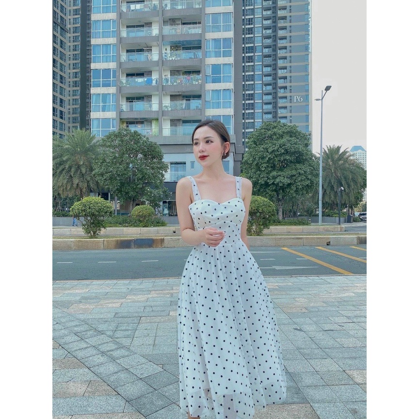 Đầm Váy 2 Dây Nữ Chấm Bi( CÓ SẴN MÚT NGỰC) Thiết Kế Dáng Xòe Chít Eo Nhẹ Nhàng Nữ Tính Cho Nàng Đi Dạo Phố,đi Tiệc Mp57