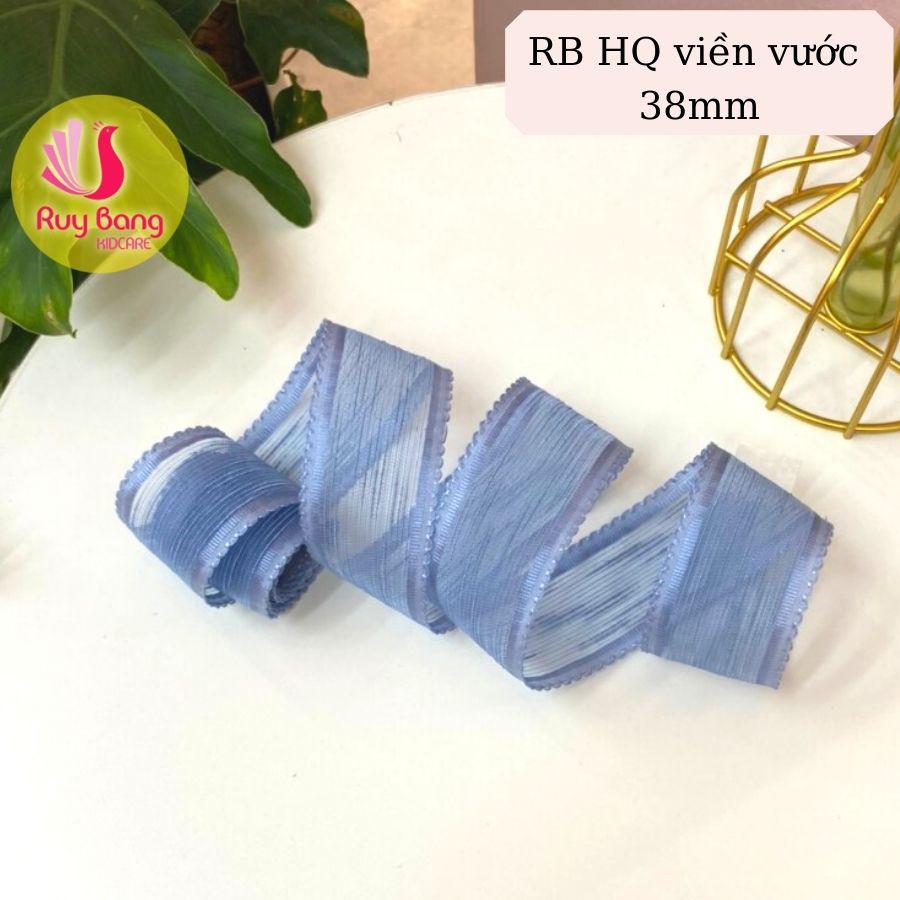 Ruy băng voan HQ viền xước 38mm, dây làm nơ kẹp tóc HQ