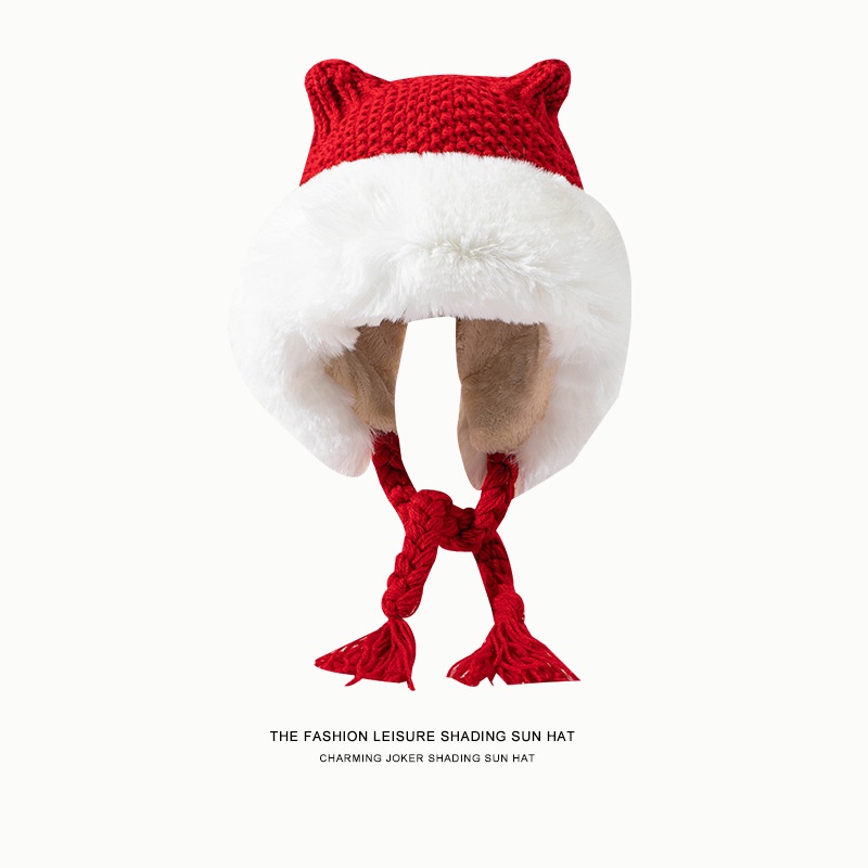 Nón len giáng sinh Mũ len Noel Christmas Nam nữ Unisex beret Màu Đỏ Thời trang