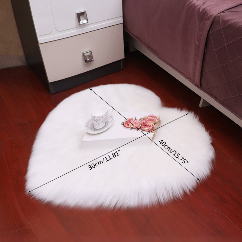 Thảm Lông Lót Sàn Hình Trái Tim 30x40cm Trang Trí Nhà Cửa
