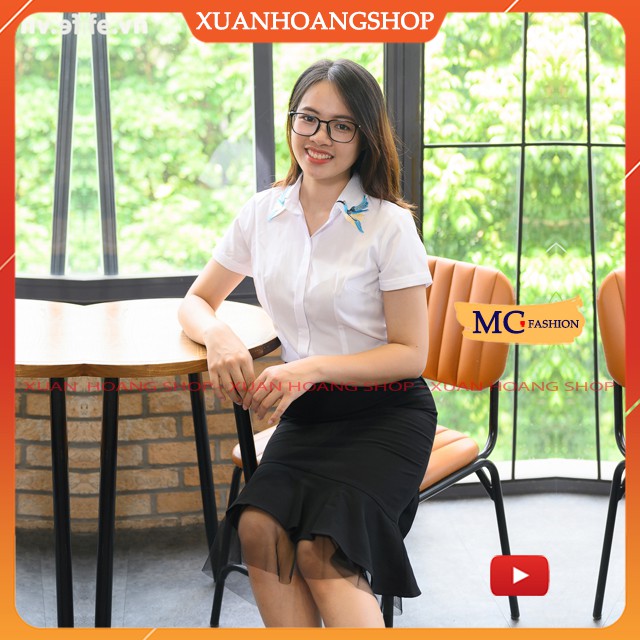 Áo Sơ Mi Nữ Trắng Mc Fashion, Kiểu Dáng Công Sở, Tay Ngắn Cộc A676, Cổ Đức Đẹp, Chất Vải Mát, Co Giãn Nhẹ, Giấu Cúc