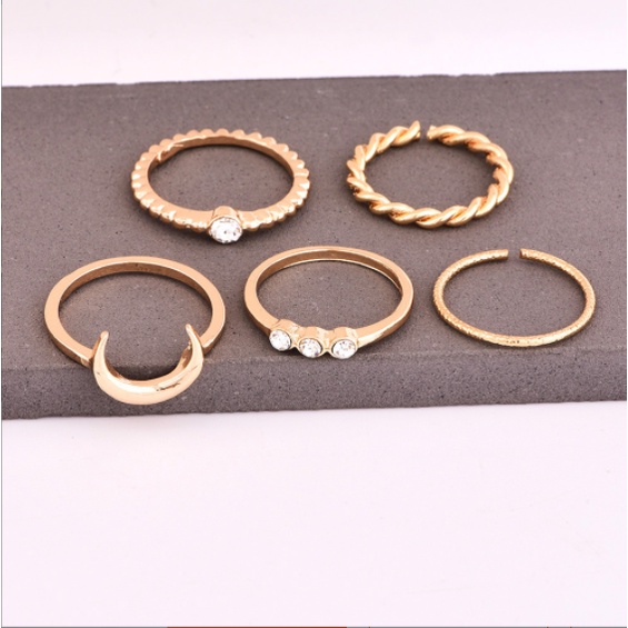 Nhẫn hợp kim set 13 chiếc đính đá vitage - set midi rings bohomian độc đáo phụ kiện - Lolotica