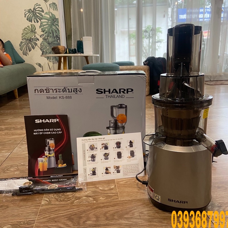 🥬Máy Ép Chậm Sharp ks-888 Công suất 240w Cho Khả Năng Ép hoa Quả kiệt Nước-Bảo Hành 12 Tháng