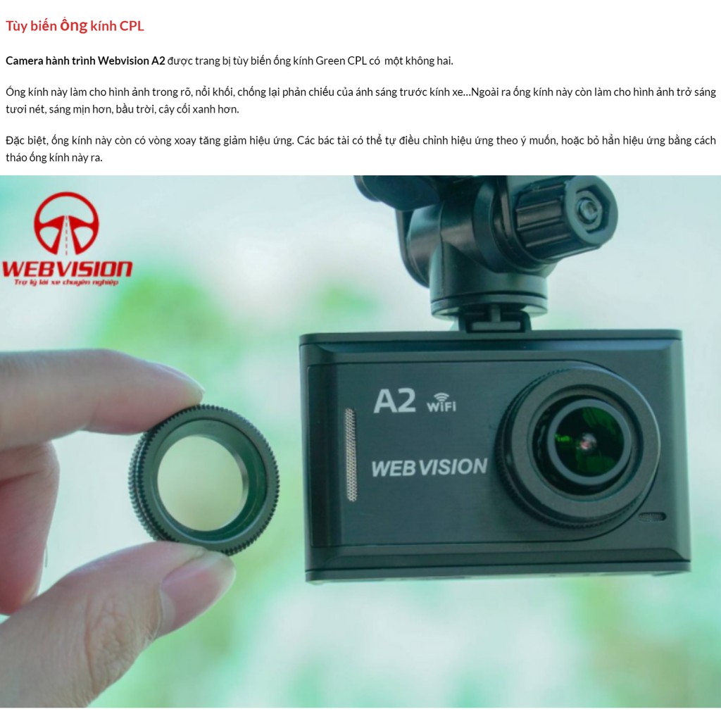 [Miễn Phí Lắp Đặt] Camera Hành Trình Webvision A2 + [Thẻ Nhớ 32Gb] + [Mã Giảm]