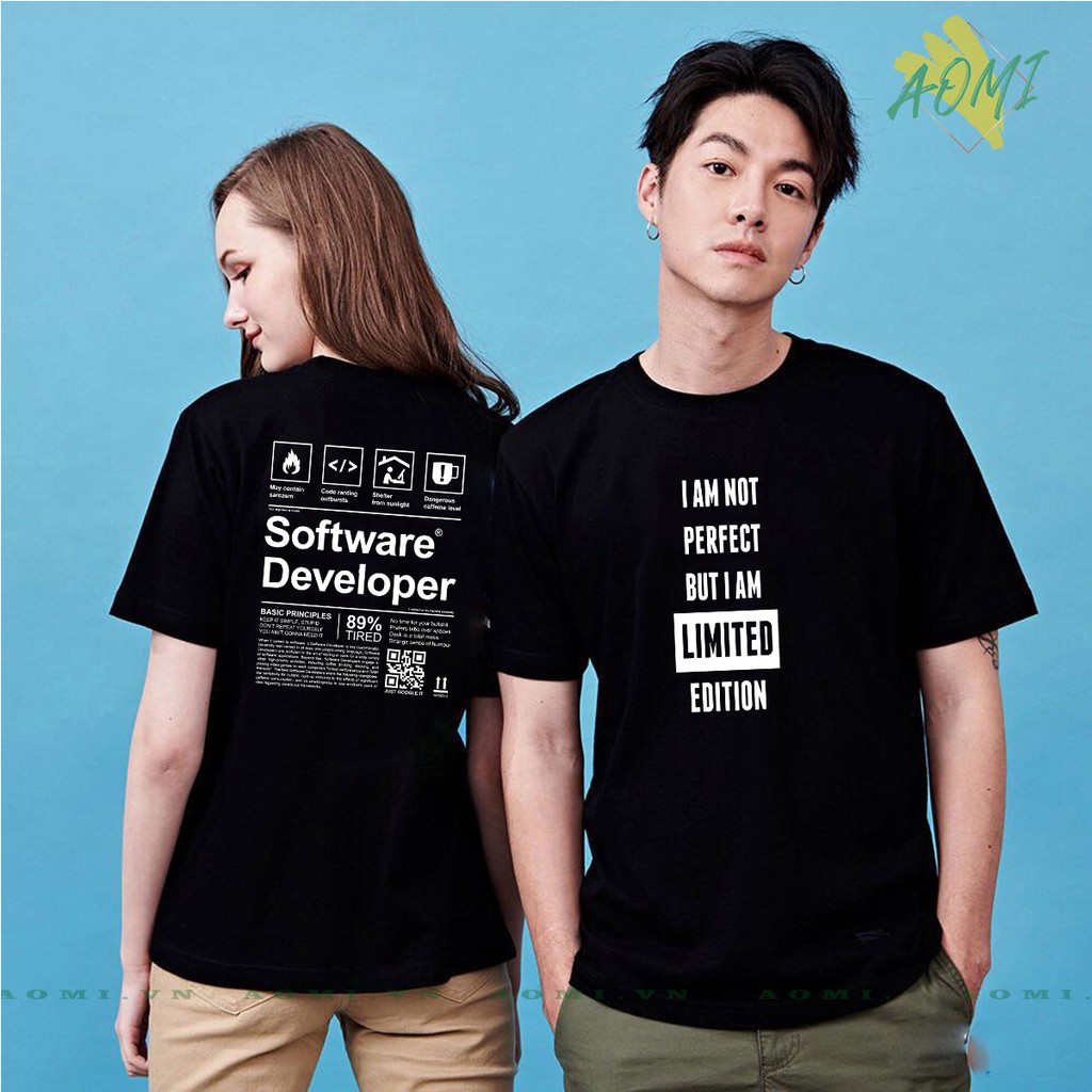 ÁO THUN UNISEX AOMI DEVELOPER WORK NGHỀ NGHIỆP TAY NGẮN TAY LỠ NAM NỮ 2 MẶT CHẤT LƯỢNG CAO