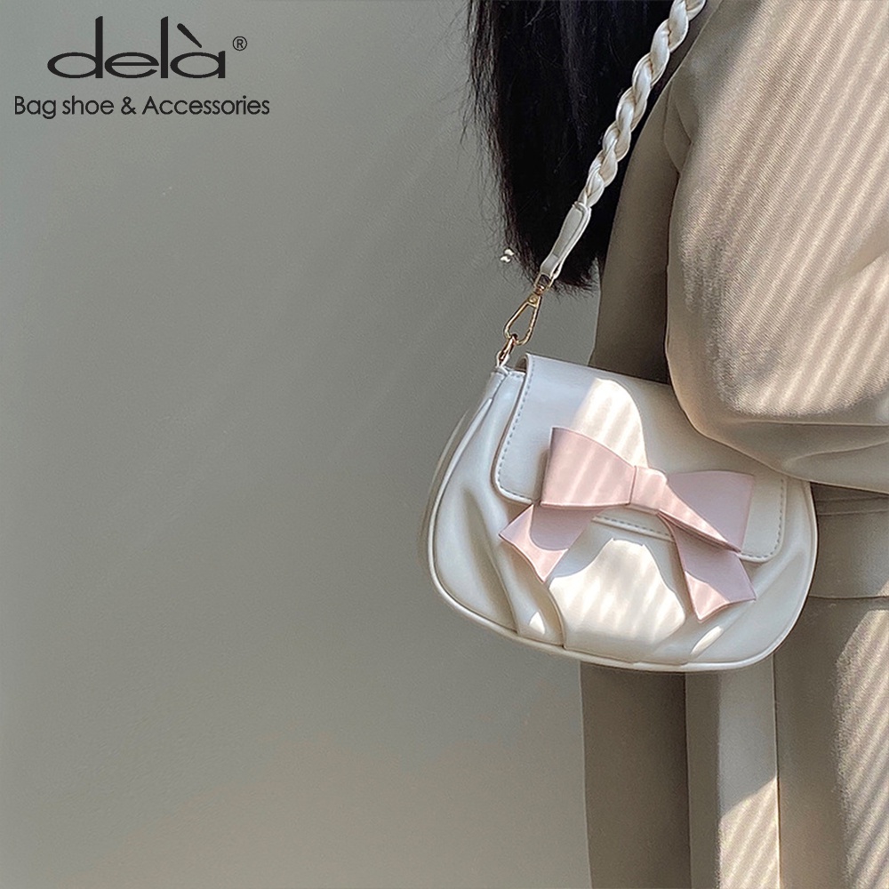 Dela Túi Đeo Chéo Vai Hình Tròn Nhỏ Nhắn Xếp Ly Hình Bướm Ngọt Ngào Và Dễ Thương Thời Trang Mùa Hè Cho Nữ