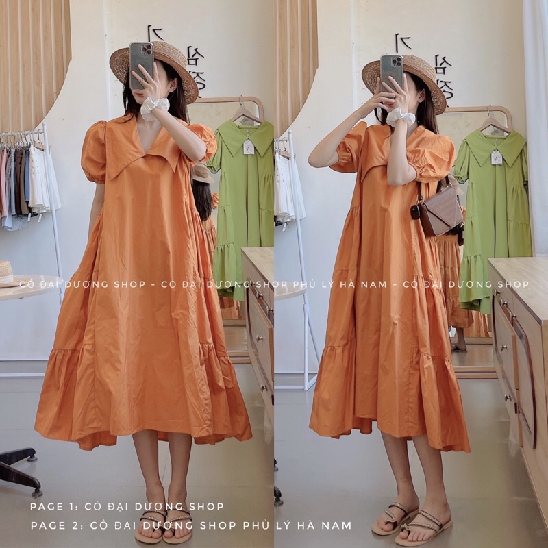 váy bbd tầng xoè cổ bẻ