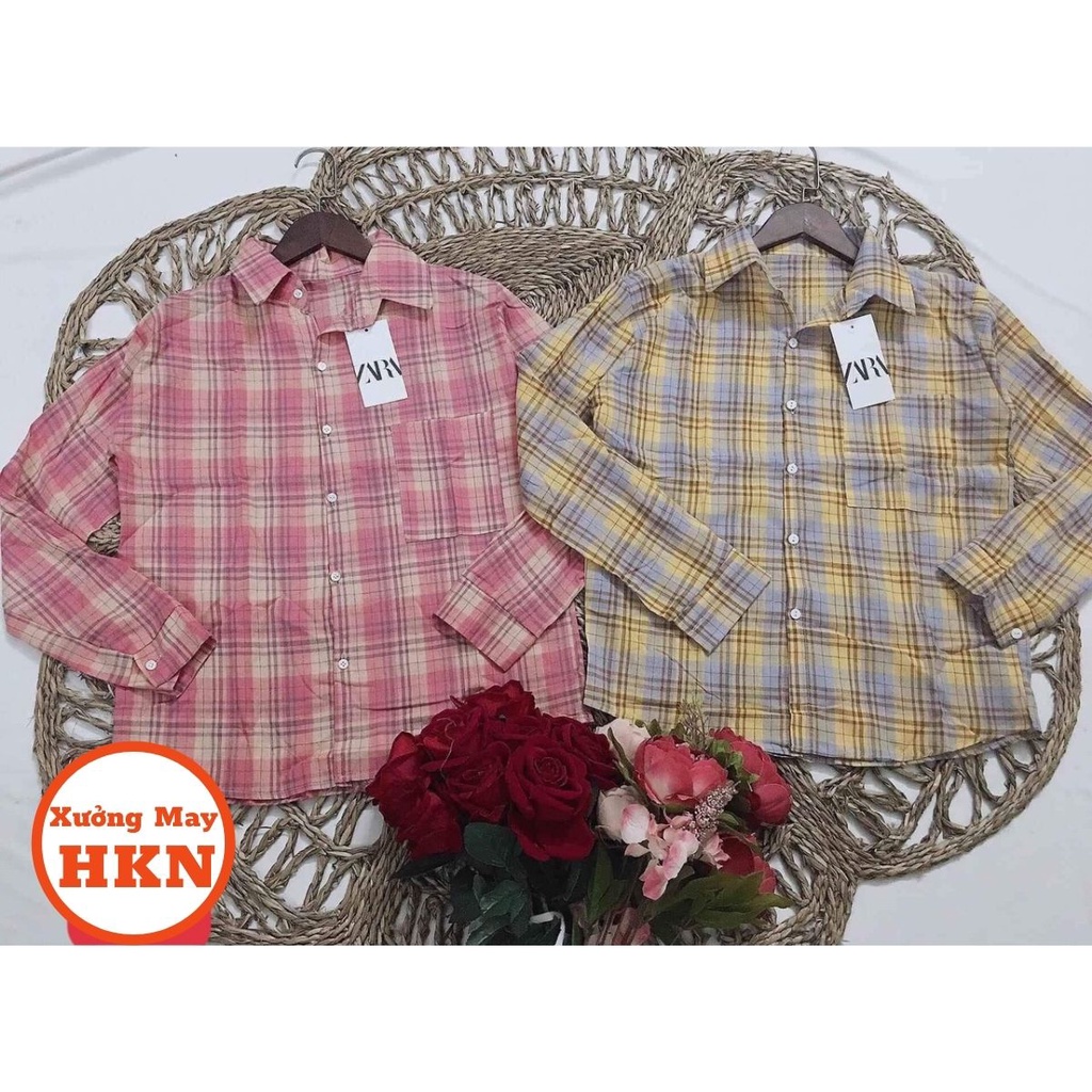 Áo Sơ Mi Nữ Kẻ Caro Mã 852 Xưởng Kho HKN