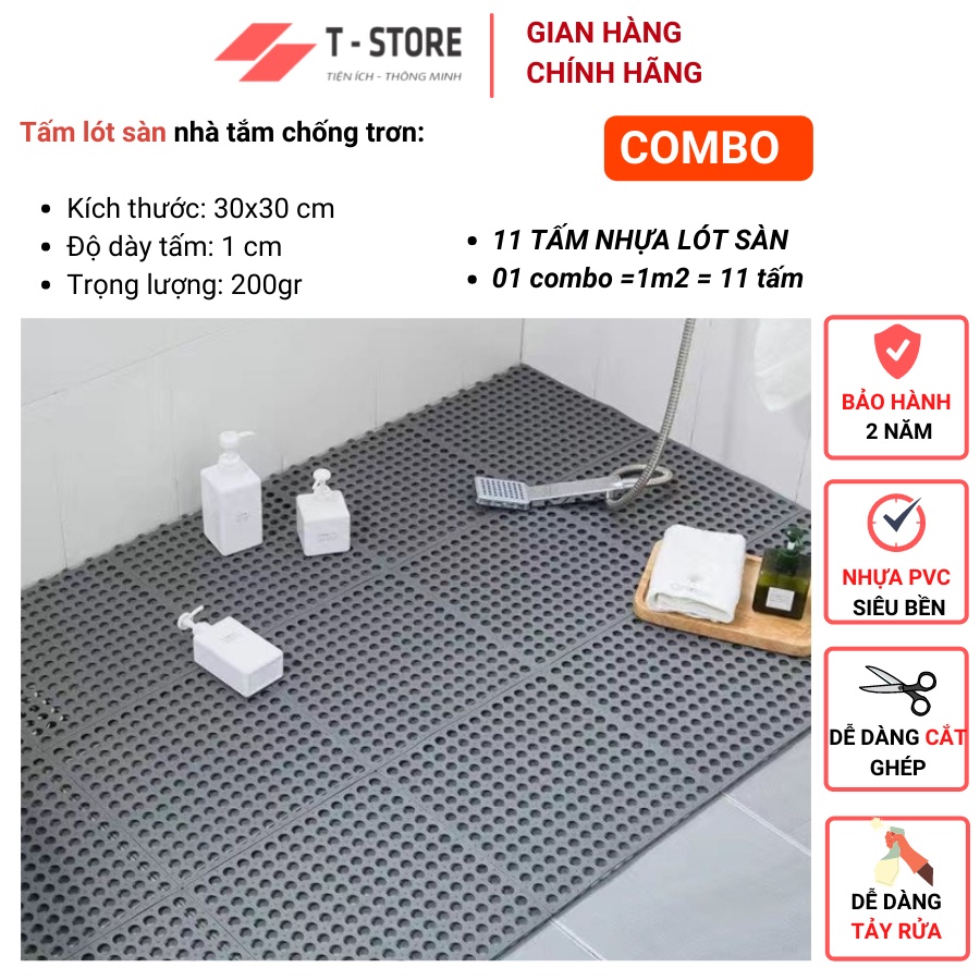 [Giảm 50%] Tấm Lót Sàn Nhà Tắm T.STORE / Thảm Nhựa Lỗ lót sàn, Miếng thảm Chống Trơn nhà vệ sinh, nhà bếp, chuồng mèo