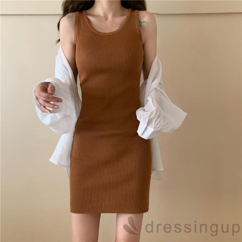 Đầm Ôm Màu Trơn Thiết Kế Đơn Giản Tôn Dáng Cho Nữ