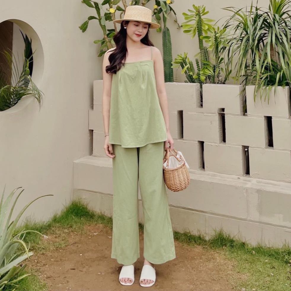 Set đồ nữ cá tính, set quần dài áo hai dây đi chơi sang chảnh mùa hè đẹp 8A00108 THVVN | BigBuy360 - bigbuy360.vn