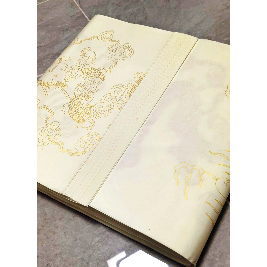 Giấy xuyến vân long và giấy Trắng thư pháp đẹp giấy Bán Sinh thục AD Linhtao - GTP03