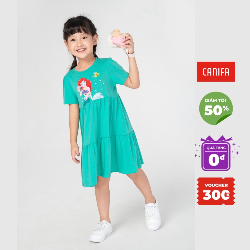 Váy cho bé gái CANIFA cotton 100% in hình công chúa Disney - 1DS21S006