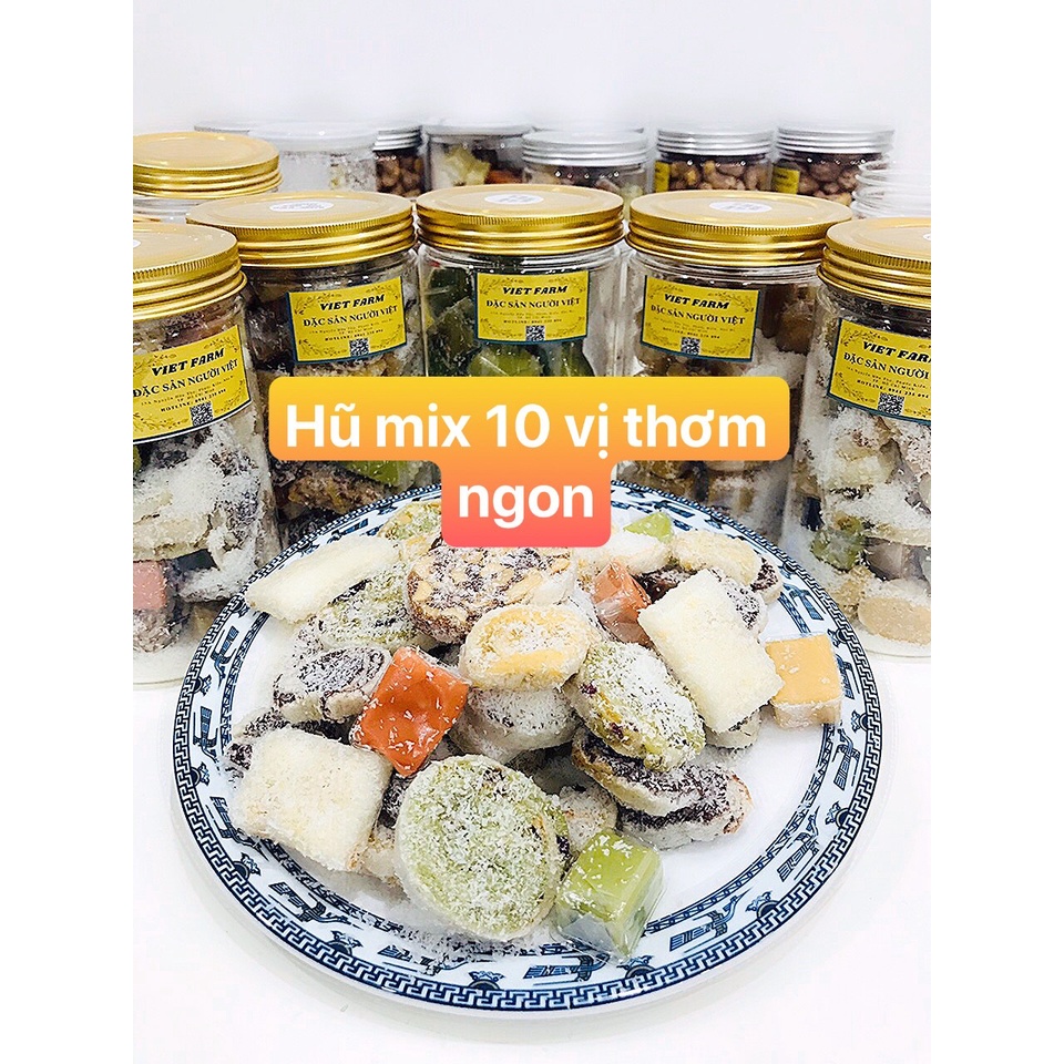 Kẹo dừa bến tre ngon VIETFARM mix 10 vị 250g - 500g -1kg