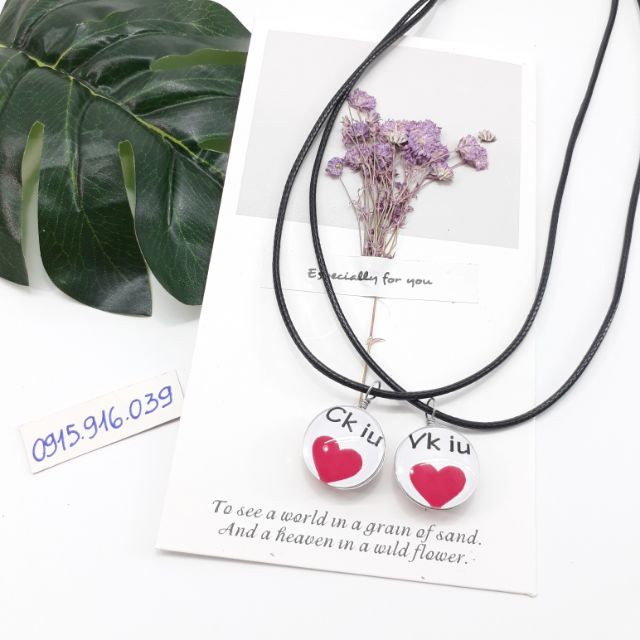 Dây Chuyền Cặp A02, Vòng Cổ Cặp Đôi Hình trái tim