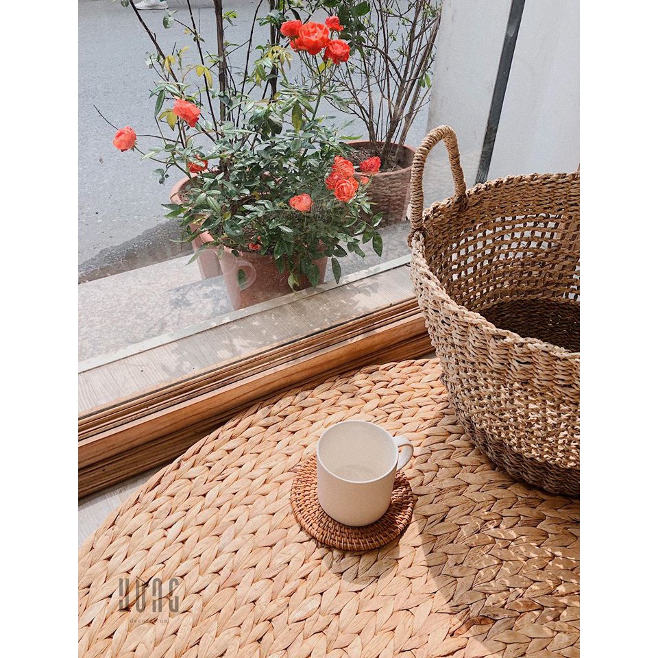 Thảm Bèo, Lục Bình Tròn VỪNG DECOR Thảm Trang Trí Phòng Khách,Phụ Kiện Chụp Ảnh - Hàng VNXK