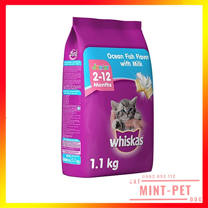 Thức Ăn Hạt Khô Cho Mèo Con Whiskas Junior Túi 1,1 Kg Giá Rẻ #MintPet
