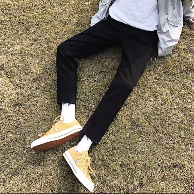 [Không Phai Màu+Co Giãn]Quần Jean Nam Đen Trơn Dáng Ôm Màu Đen Hàn Quốc Hot 2020-J01