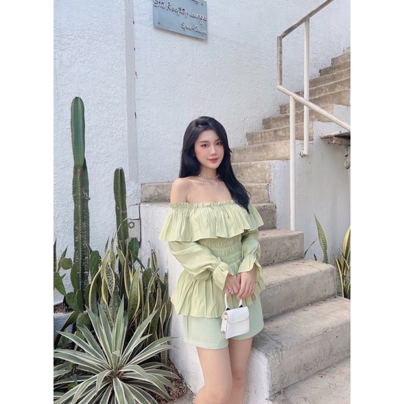 Set áo bẹt vai + short 4 màu