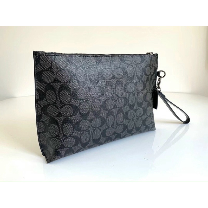 Clutch cầm tay cho nam da thật pha canvas Coach bền đẹp, tiện dụng