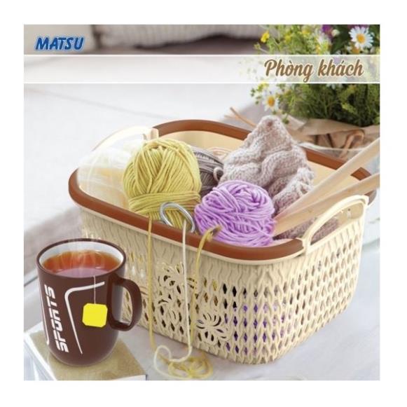 Giỏ bông nhựa có quai xách Matsu Duy Tân size trung