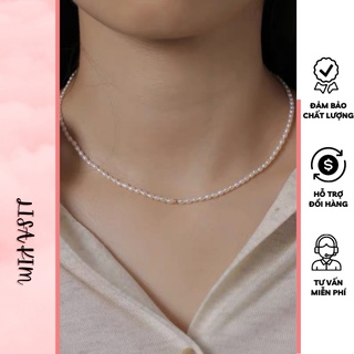 Vòng cổ hạt gạo size nhí 2 li mix bi bạc