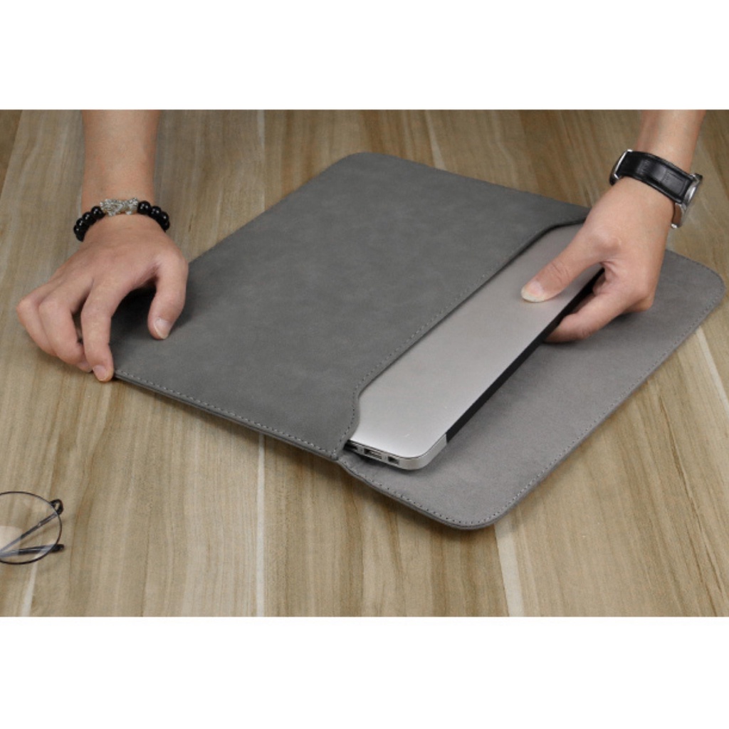 Túi Da Chống Sốc Macbook/Surface/Laptop Siêu Mỏng Thời Trang Bằng Da PU Cao Cấp, Kháng Nước Chống Thấm 13 14 15 16 inch