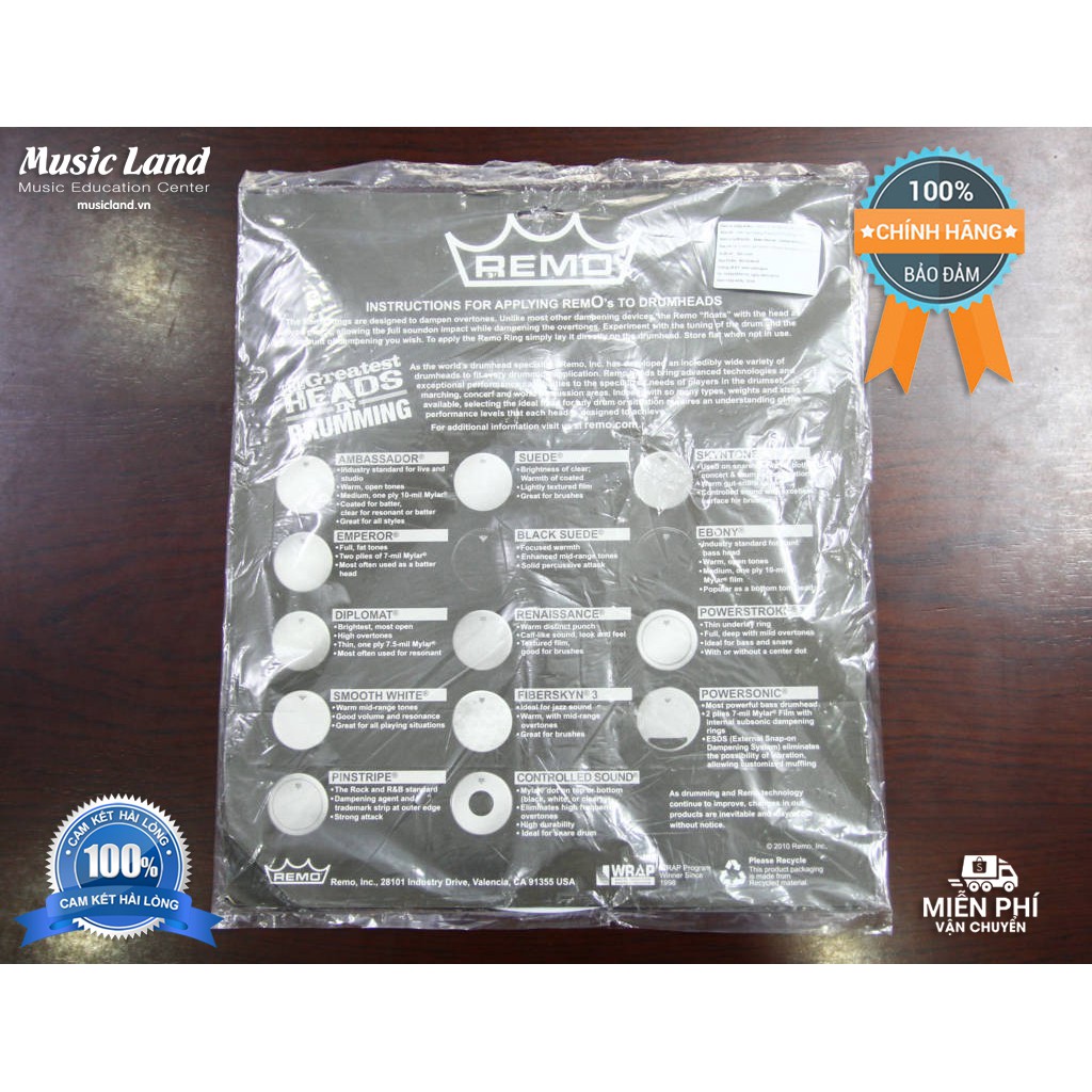 Vòng để trên bộ trống Jazz - Remo Tone Control Rings