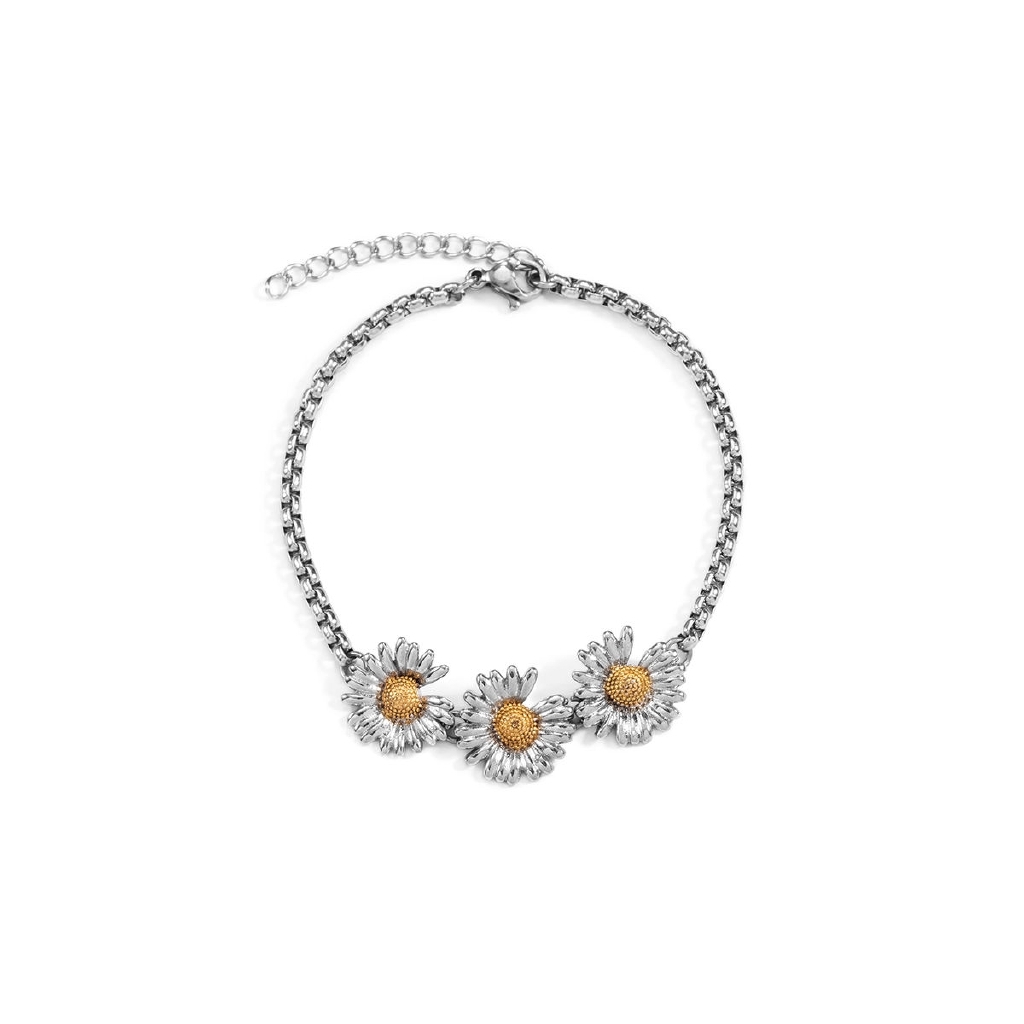 Vòng tay mặt hình 3 hoa cúc phong cách hip-hop 23427 thời trang dễ phối đồ