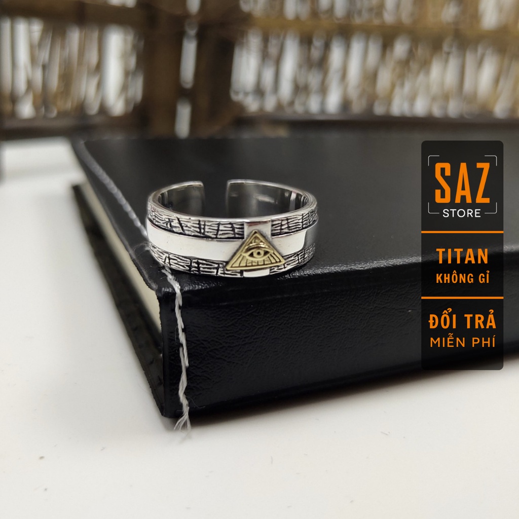 Nhẫn nam nữ tròn unisex SAZ màu bạc thời trang chất Titan đẹp đơn giản không gỉ - Nhẫn Tryan