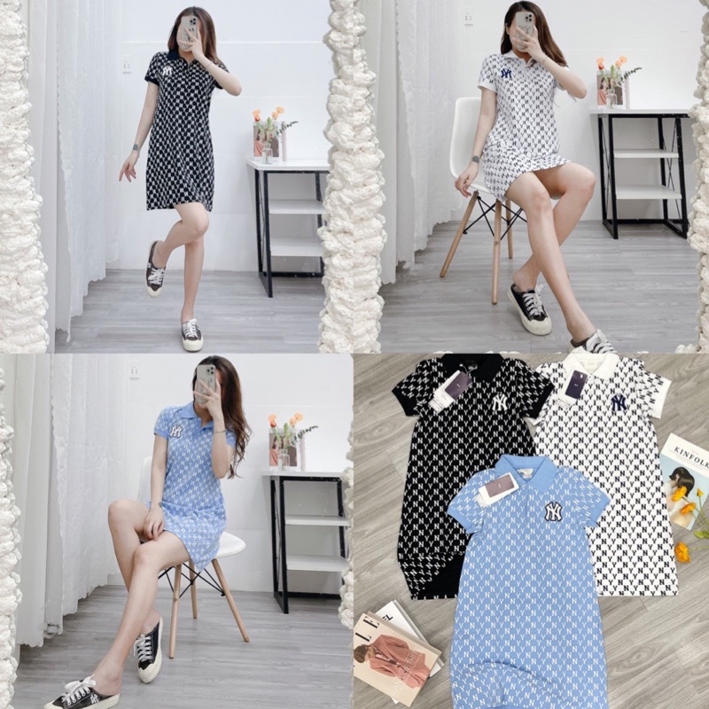 (ảnh thật) Váy m/ lb polo trắng hoạ tiết monogram đủ mẫu hàng chuẩn loại 1