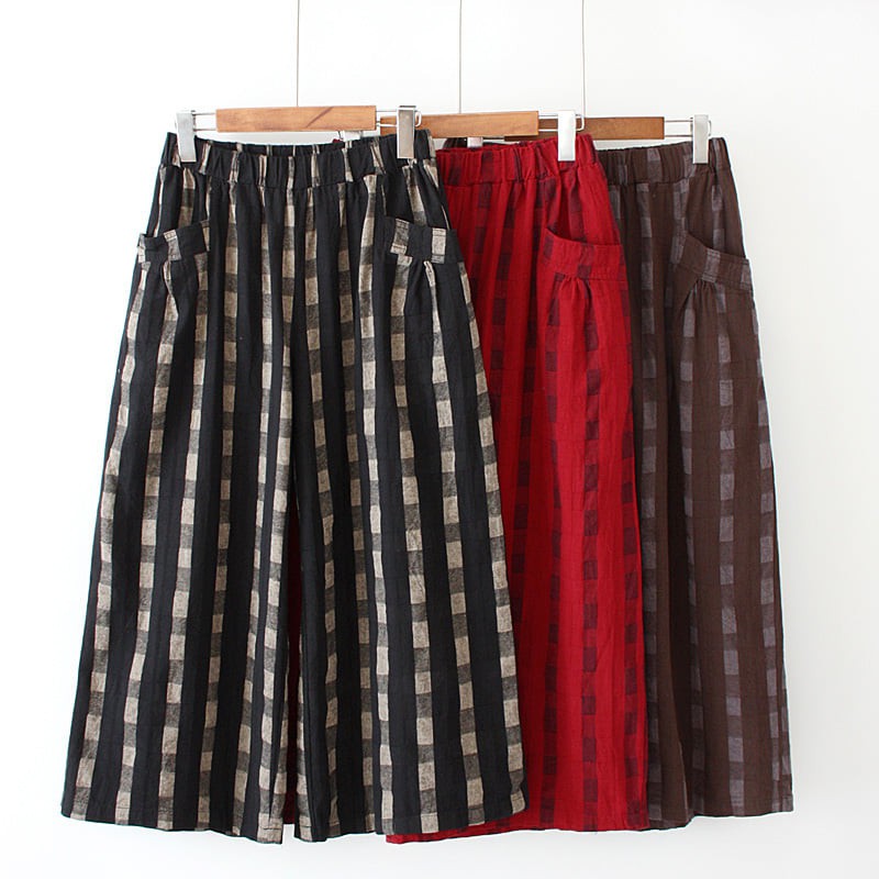 QUẦN ỐNG RỘNG HỌA TIẾC CARO Q112