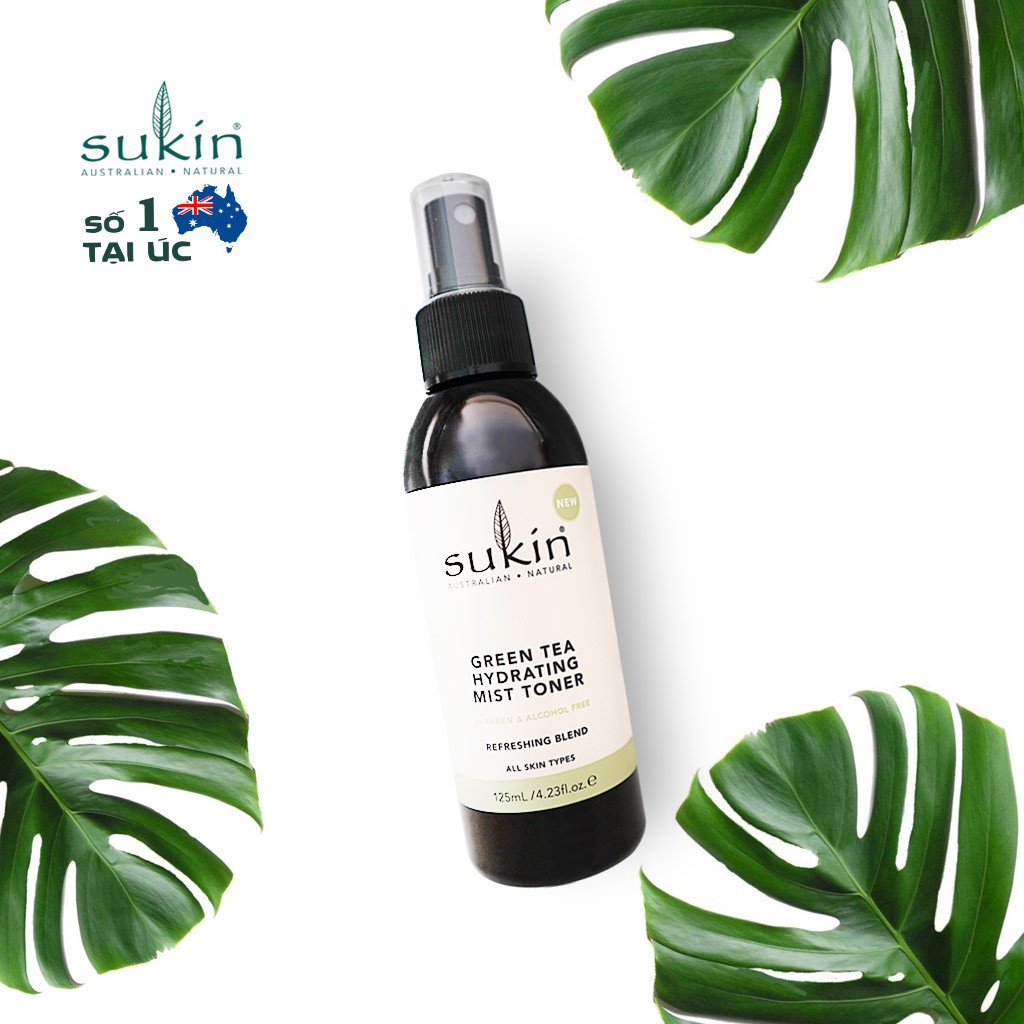 Sukin Toner Cấp Ẩm Kiêm Xịt Khoáng Trà Xanh Green Tea Hydrating Mist Toner 125ml