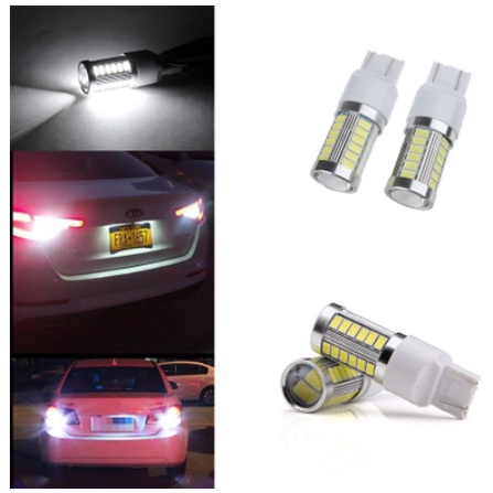 Đèn LED demi chân dẹp T20 7443 bóng xi nhan tín hiệu phanh cho xe hơi ô tô Toyota màu trắng vàng đỏ
