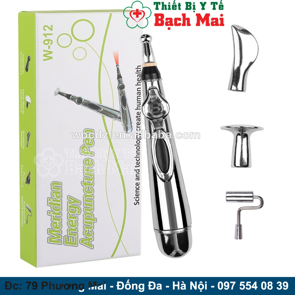 Bút Xung Điện Dò Huyệt, Laze Cao Cấp 5 Đầu Dò DR PEN W-912