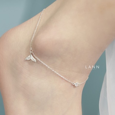 Lắc chân đá tròn nối đuôi cá đính đá BẠC S925 LANN A046