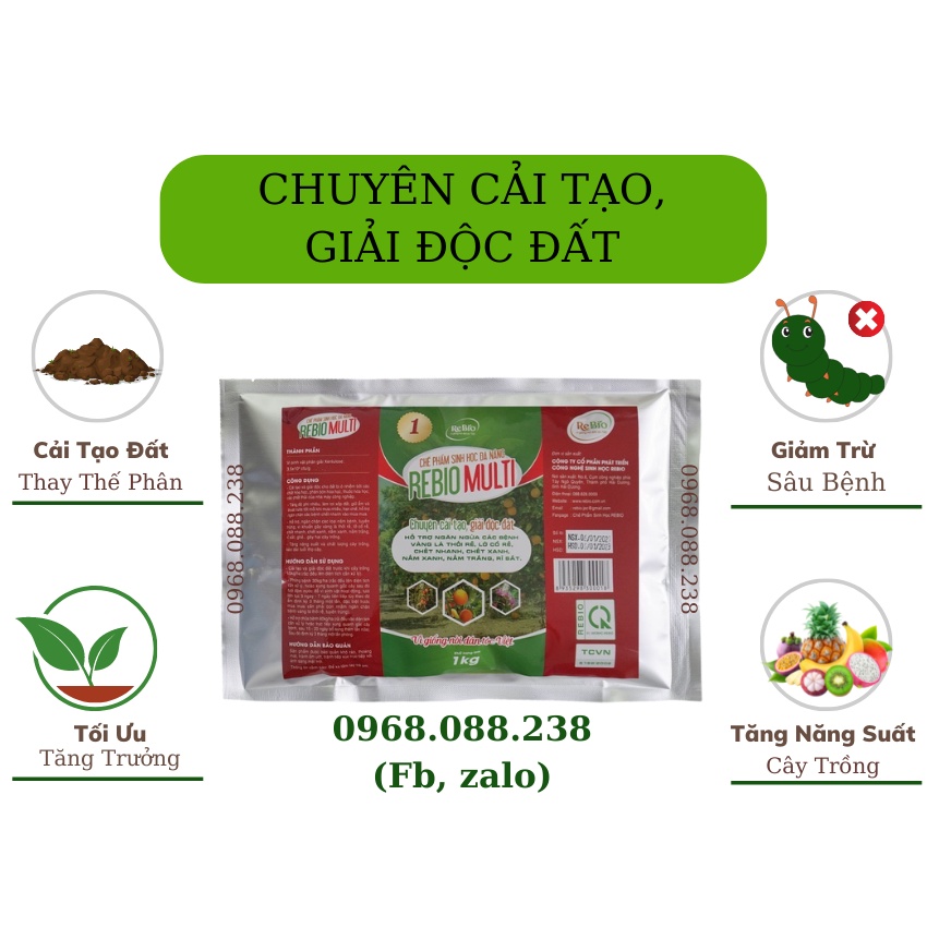 Chế phẩm sinh học 𝐑𝐄𝐁𝐈𝐎 𝐌𝐔𝐋𝐓𝐈 𝟏 - 𝟏𝐤𝐠 ⚡CHÍNH HÃNG⚡ Chuyên cải tạo đất, thay thế phân hữu cơ, vô cơ, trị vàng lá thối rễ